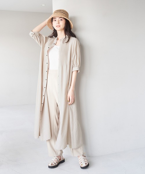 ROPE' PICNIC（ロペピクニック）の「ピンタックワンピース（ワンピース・レディース・ベージュ/チャコールグレー/ライトグリーン/ネイビー・38）」の11枚目の写真