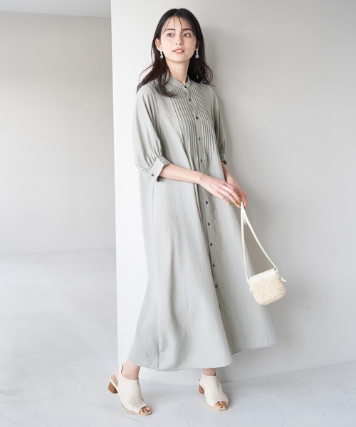 ROPE' PICNIC（ロペピクニック）の「ピンタックワンピース（ワンピース・レディース・ベージュ/チャコールグレー/ライトグリーン/ネイビー・38）」の14枚目の写真