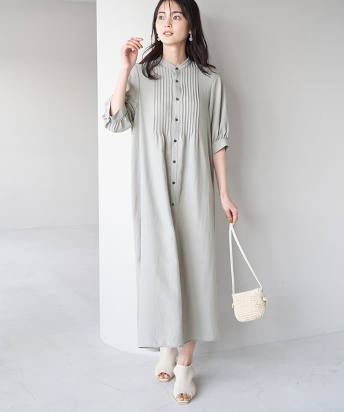 ROPE' PICNIC（ロペピクニック）の「ピンタックワンピース（ワンピース・レディース・ベージュ/チャコールグレー/ライトグリーン/ネイビー・38）」の20枚目の写真