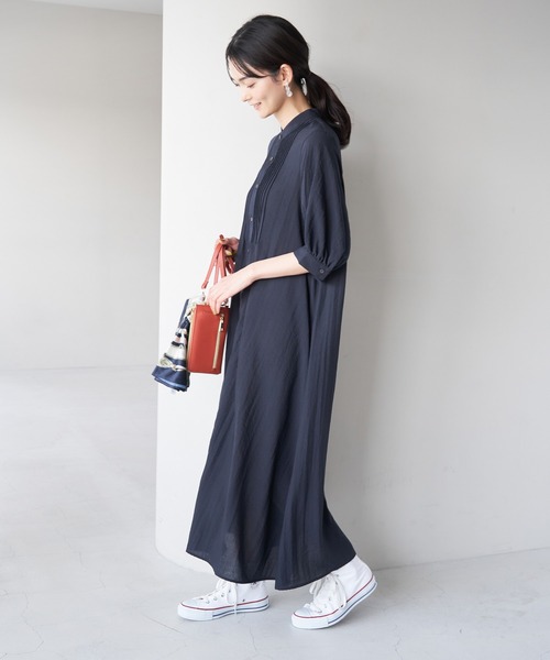 ROPE' PICNIC（ロペピクニック）の「ピンタックワンピース（ワンピース・レディース・ベージュ/チャコールグレー/ライトグリーン/ネイビー・38）」の9枚目の写真