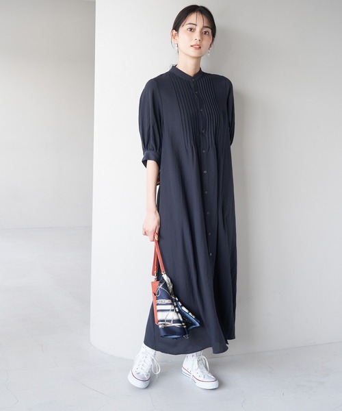 ROPE' PICNIC（ロペピクニック）の「ピンタックワンピース（ワンピース・レディース・ベージュ/チャコールグレー/ライトグリーン/ネイビー・38）」の6枚目の写真