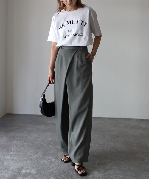 Riberry（リベリー）の「重ねタックパンツ（スラックス・レディース・ブラック/グレー・FREE）」の20枚目の写真