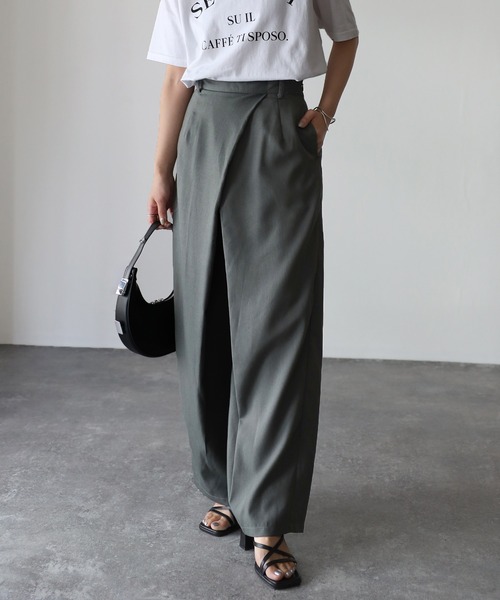 Riberry（リベリー）の「重ねタックパンツ（スラックス・レディース・ブラック/グレー・FREE）」の19枚目の写真