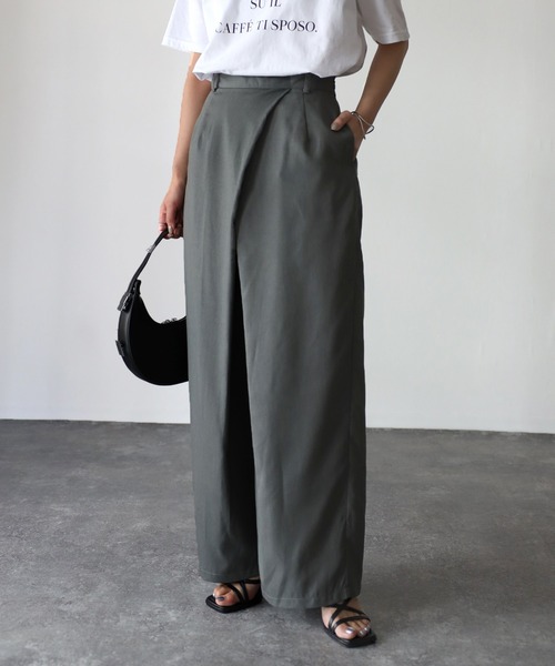 Riberry（リベリー）の「重ねタックパンツ（スラックス・レディース・ブラック/グレー・FREE）」の18枚目の写真