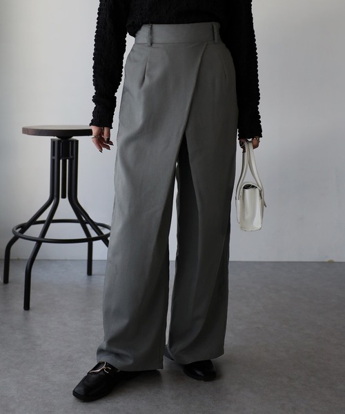 Riberry（リベリー）の「重ねタックパンツ（スラックス・レディース・ブラック/グレー・FREE）」の11枚目の写真