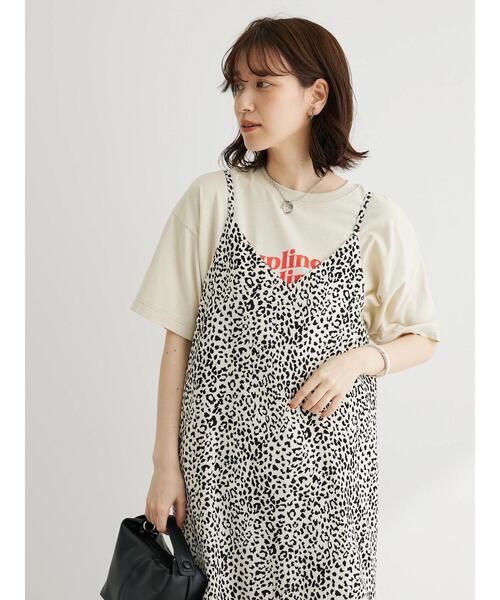 Green Parks(グリーンパークス)の「・ELENCARE DUE レオパードキャミワンピ(ワンピース・レディース・ベージュ/オフホワイト/ブラック・FREE)」の7枚目の写真