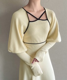 JUNOAH（ジュノア）の「ストリングスクエアネックニットワンピース（ワンピース・レディース）」