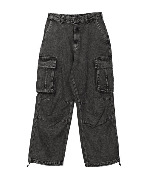 LUXSTYLE(ラグスタイル)の「ケミカルウォッシュデニムワイドカーゴパンツ(カーゴパンツ・メンズ・ブルー/ブラック・L/M/S)」の8枚目の写真