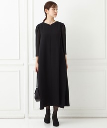 AIMER（エメ）の「【夏用喪服・礼服】ウォッシャブル VネックシースルースリーブAライン サマーブラックフォーマルワンピース（ワンピース）」