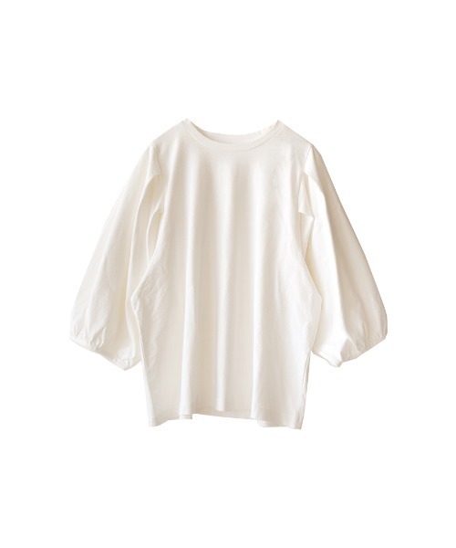 e-zakkamania stores（イーザッカマニアストアーズ）の「ボリュームスリーブ カットソー（Tシャツ/カットソー・レディース・ネイビー/ブラック/オフホワイト/ライトカーキ・M）」の6枚目の写真