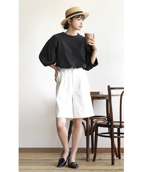 e-zakkamania stores（イーザッカマニアストアーズ）の「ボリュームスリーブ カットソー（Tシャツ/カットソー・レディース・ネイビー/ブラック/オフホワイト/ライトカーキ・M）」の20枚目の写真