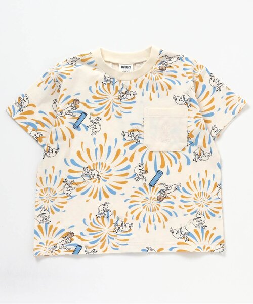 BREEZE(ブリーズ)の「DODコラボ めちゃもえ花火柄ポケットTシャツ(コドモ)(Tシャツ/カットソー・キッズ・オフホワイト/カーキ/ネイビー・130/110/150/90/120/100/140/80)」の2枚目の写真