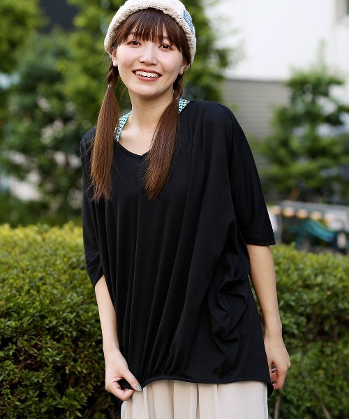 チチカカ（チチカカ）の「フラワー刺繍ドルマンチュニック（Tシャツ/カットソー・レディース・マスタード/ブラック/グリーン・FREE）」の9枚目の写真