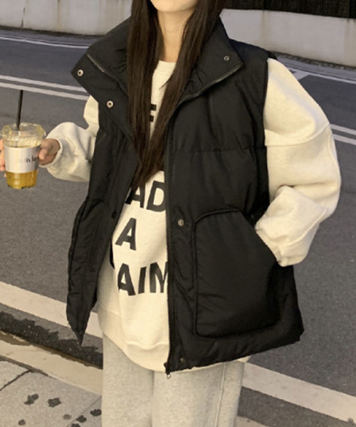 c.u.l(シーユーエル)の「ユニセックス ハイネック中綿ダウンベスト culw516(ダウンベスト・レディース・ブラック・FREE)」の5枚目の写真