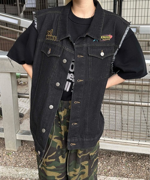 sedacle（セダクル）の「カットオフデニムワッペンベスト（ベスト・メンズ・インディゴブルー/ブラック・LARGE/MEDIUM）」の16枚目の写真