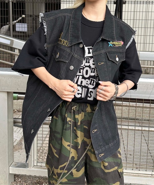 sedacle（セダクル）の「カットオフデニムワッペンベスト（ベスト・メンズ・インディゴブルー/ブラック・LARGE/MEDIUM）」の12枚目の写真