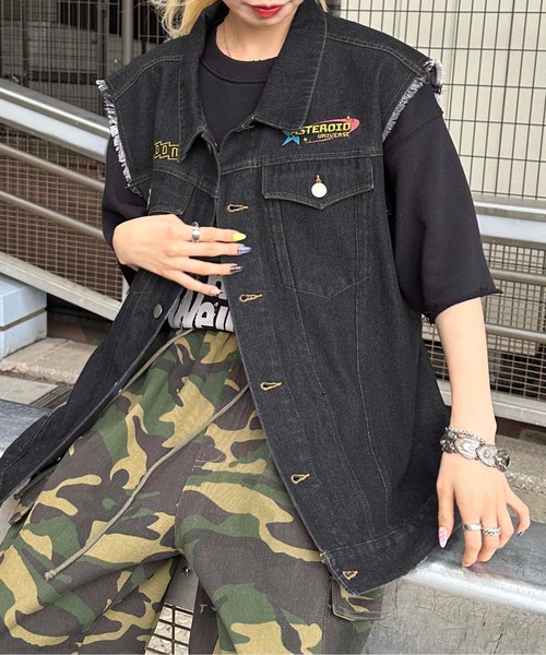 sedacle（セダクル）の「カットオフデニムワッペンベスト（ベスト