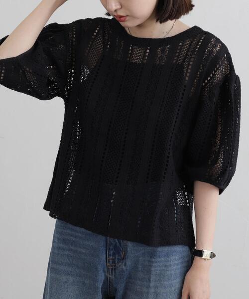 coen（コーエン）の「【WEB限定】2WAYクラフトレースボリュームスリーブブラウス（シャツ/ブラウス・レディース・ブラック/オフホワイト・M/L）」の3枚目の写真