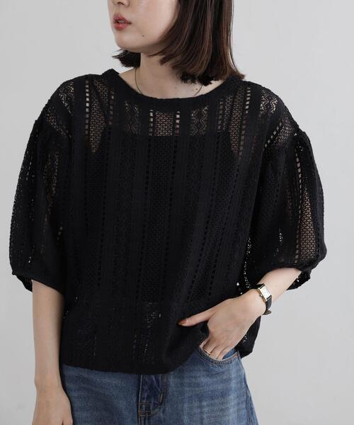 coen（コーエン）の「【WEB限定】2WAYクラフトレースボリュームスリーブブラウス（シャツ/ブラウス・レディース・ブラック/オフホワイト・M/L）」の9枚目の写真