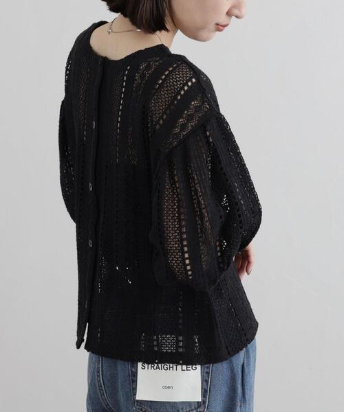 coen（コーエン）の「【WEB限定】2WAYクラフトレースボリュームスリーブブラウス（シャツ/ブラウス・レディース・ブラック/オフホワイト・M/L）」の10枚目の写真