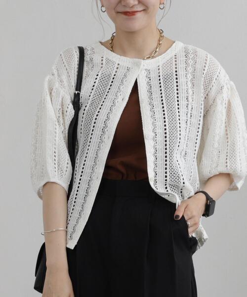 coen（コーエン）の「【WEB限定】2WAYクラフトレースボリュームスリーブブラウス（シャツ/ブラウス・レディース・ブラック/オフホワイト・M/L）」の14枚目の写真
