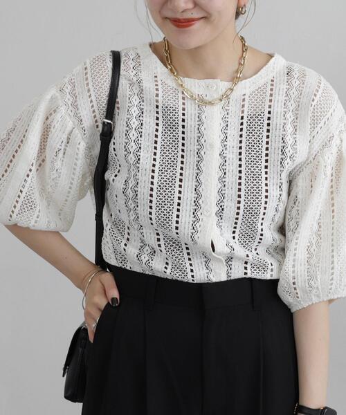 coen（コーエン）の「【WEB限定】2WAYクラフトレースボリュームスリーブブラウス（シャツ/ブラウス・レディース・ブラック/オフホワイト・M/L）」の21枚目の写真