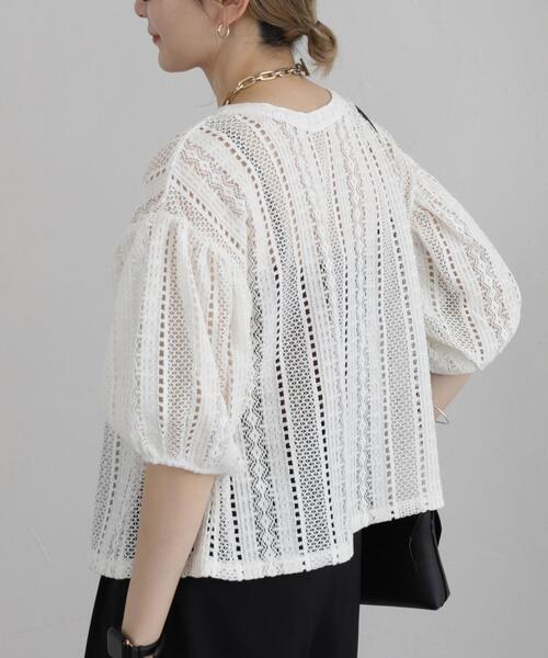 coen（コーエン）の「【WEB限定】2WAYクラフトレースボリュームスリーブブラウス（シャツ/ブラウス・レディース・ブラック/オフホワイト・M/L）」の22枚目の写真