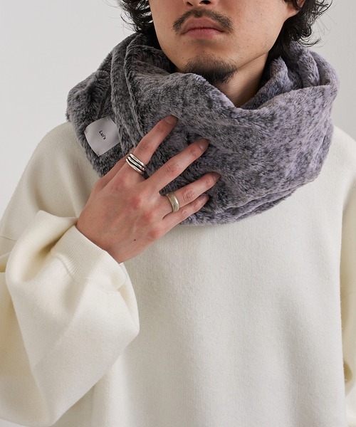 Lui's（ルイス）の「ファースヌード（ネックウォーマー/スヌード・メンズ・グレー/ブラック・FREE）」の4枚目の写真
