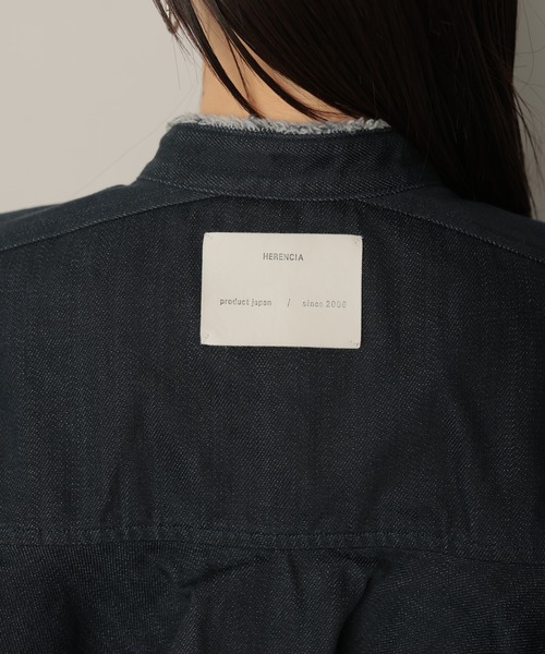 HERENCIA（ヘレンチア）の「【色落ちしにくい】 バックシャン フリル  バンドカラー デニム ブラウス ジャケット【JAPAN MADE】（デニムジャケット・レディース・インディゴブルー・FREE）」の17枚目の写真