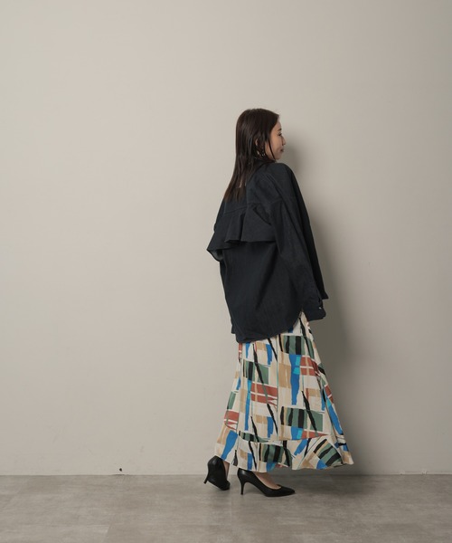 美品 ヘレンチア Herencia フリル袖 ブルゾン ジャケット FREE 美品 ヘレンチア Herencia フリル袖 ブルゾン ジャケット FREE