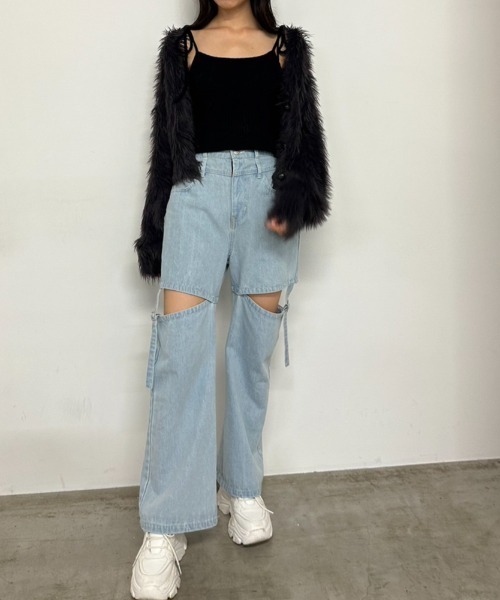 OLIVE des OLIVE（オリーブデオリーブ）の「ふわふわクロップドカーディガン　1032050160（カーディガン/ボレロ・レディース・チャコールグレー/ピンク/グレイッシュベージュ/オフホワイト・FREE）」の12枚目の写真