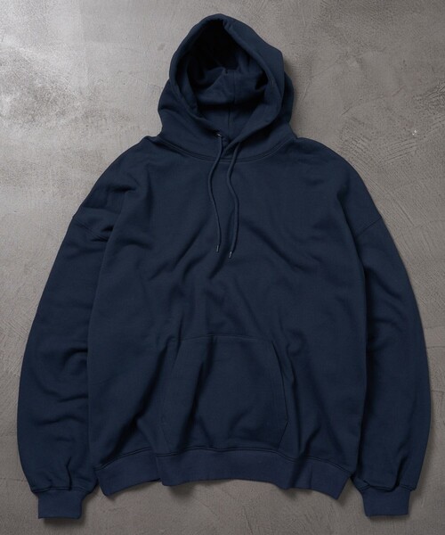 PUBLUX（パブリュクス）の「PUBLUX/パブリュクス スーパービッグスウェットフーディー/スウェットパーカー/裏起毛スウェット(限定展開)（パーカー・メンズ・ネイビー/グレー/オレンジ/アッシュグレー/ブラック・MEDIUM/SMALL/LARGE）」の4枚目の写真