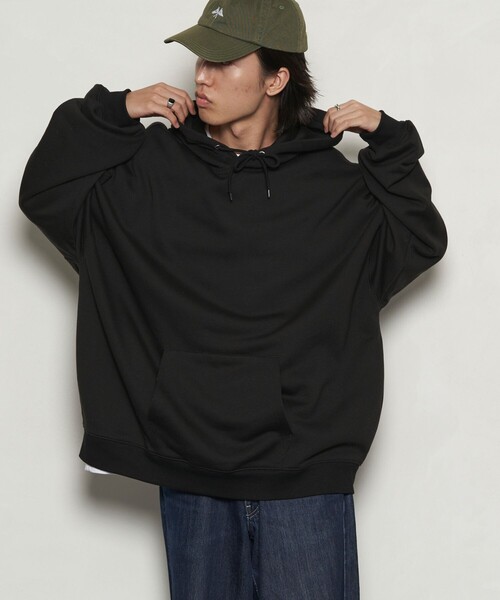 PUBLUX（パブリュクス）の「PUBLUX/パブリュクス スーパービッグスウェットフーディー/スウェットパーカー/裏起毛スウェット(限定展開)（パーカー・メンズ・ネイビー/グレー/オレンジ/アッシュグレー/ブラック・MEDIUM/SMALL/LARGE）」の2枚目の写真