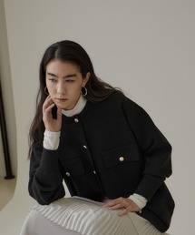 SALON adam et rope' | スウェットライクメタルボタンクルーネックカーディガン【洗える】(カーディガン/ボレロ)