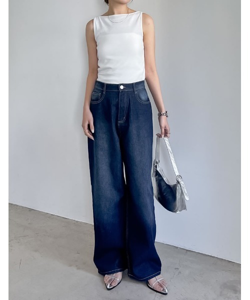 Re:EDIT（リエディ）の「[低身長/高身長/大きいサイズ有][2024 SUMMER COLLECTION]コットンデニムルーズワイドパンツ（デニムパンツ・レディース・ネイビー/ホワイト/ブラック/ブルー/ブルー系その他・LARGE/TALL/MEDIUM/X-LARGE/SHORT）」の20枚目の写真