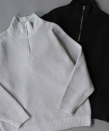 half zip knit pull over/オーバーサイズ ハーフジップ エコニット 吸水速乾 UVカット 洗濯可 帯電防止 抗ピリング