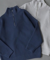 half zip knit pull over/オーバーサイズ ハーフジップ エコニット 吸水速乾 UVカット 洗濯可 帯電防止 抗ピリング