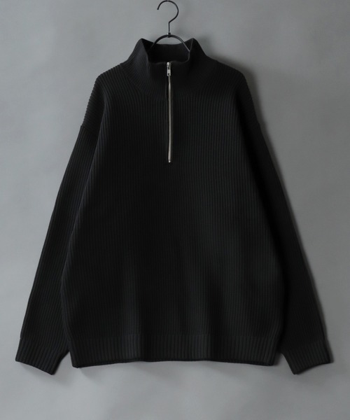 セール】half zip knit pull over/オーバーサイズ ハーフジップ