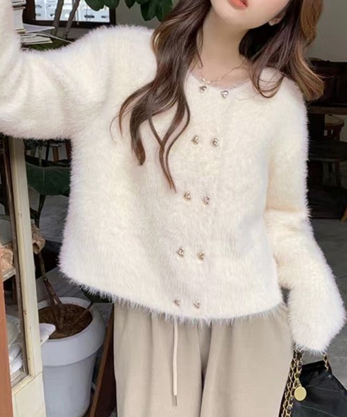 Miniministore(ミニミニストア)の「ミンクタッチカーディガン モヘアセーター(カーディガン/ボレロ・レディース・パープル/ブラック/アイボリー/ワインレッド・フリー)」の5枚目の写真