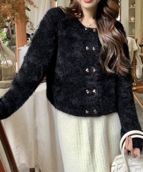 Miniministore(ミニミニストア)の「ミンクタッチカーディガン モヘアセーター(カーディガン/ボレロ・レディース・パープル/ブラック/アイボリー/ワインレッド・フリー)」の9枚目の写真