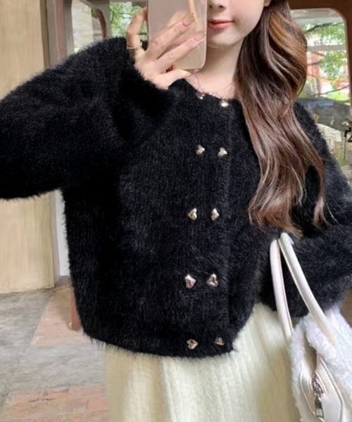 Miniministore(ミニミニストア)の「ミンクタッチカーディガン モヘアセーター(カーディガン/ボレロ・レディース・パープル/ブラック/アイボリー/ワインレッド・フリー)」の10枚目の写真