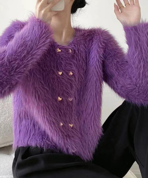 Miniministore(ミニミニストア)の「ミンクタッチカーディガン モヘアセーター(カーディガン/ボレロ・レディース・パープル/ブラック/アイボリー/ワインレッド・フリー)」の12枚目の写真