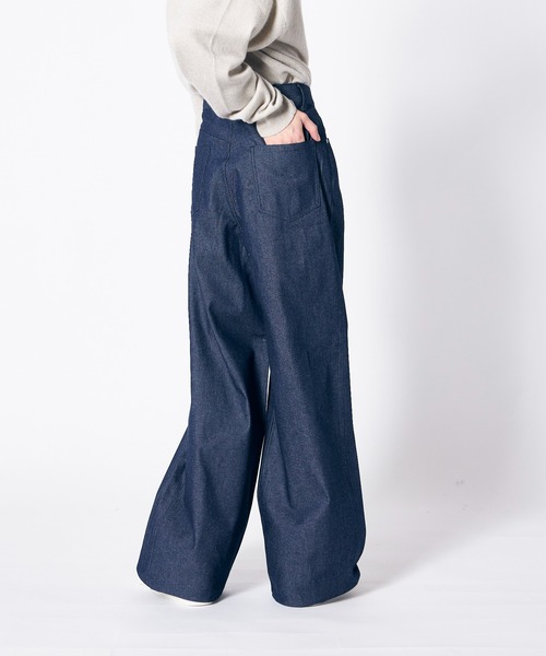 パンツ JOHNLAWRENCESULLIVAN RIGIDDENIMWIDE PAN Womens rigid denim wide pants