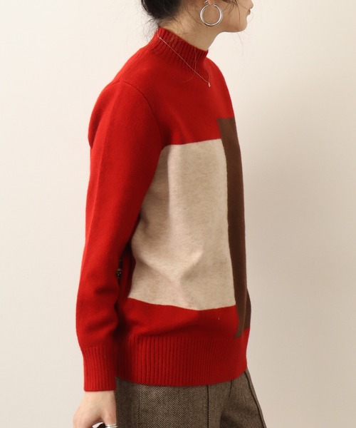 Chiaro（キアロ）の「chiaro 3カラー配色ハイネックニット（ニット/セーター・レディース・ベージュ/モカ/オレンジ/エンジ・40）」の17枚目の写真