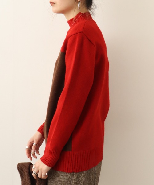 Chiaro（キアロ）の「chiaro 3カラー配色ハイネックニット（ニット/セーター・レディース・ベージュ/モカ/オレンジ/エンジ・40）」の16枚目の写真