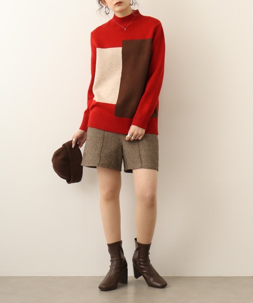 Chiaro（キアロ）の「chiaro 3カラー配色ハイネックニット（ニット/セーター・レディース・ベージュ/モカ/オレンジ/エンジ・40）」の19枚目の写真