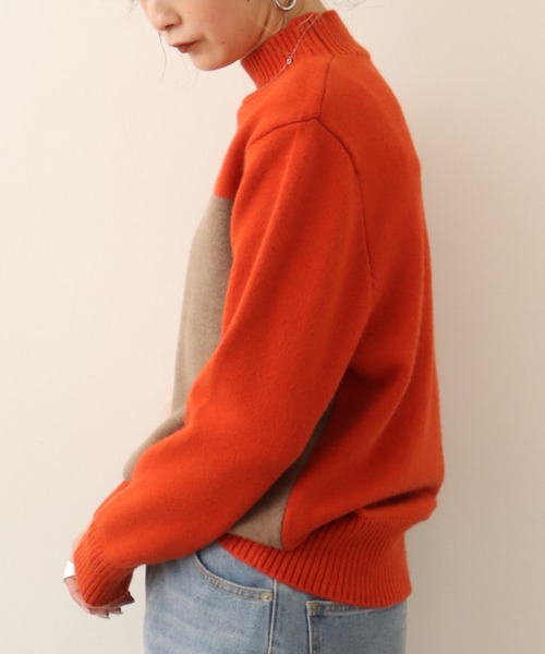 Chiaro（キアロ）の「chiaro 3カラー配色ハイネックニット（ニット/セーター・レディース・ベージュ/モカ/オレンジ/エンジ・40）」の21枚目の写真