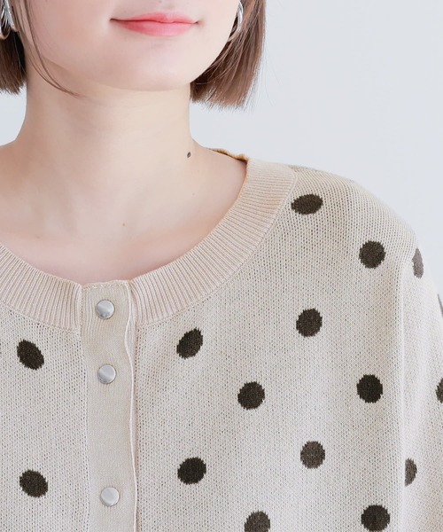 n'OrLABEL（ノアールレーベル）の「【廃盤】『ドットデザインニットカーディガン』（カーディガン/ボレロ・レディース・ベージュ/ネイビー・1/2）」の14枚目の写真