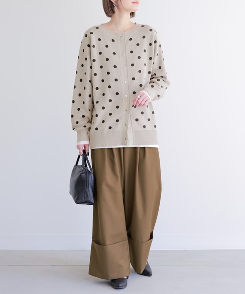 n'OrLABEL（ノアールレーベル）の「【廃盤】『ドットデザインニットカーディガン』（カーディガン/ボレロ・レディース・ベージュ/ネイビー・1/2）」の9枚目の写真