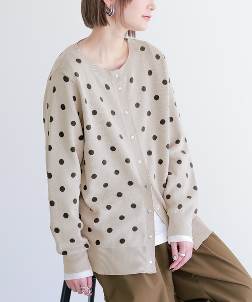 n'OrLABEL（ノアールレーベル）の「【廃盤】『ドットデザインニットカーディガン』（カーディガン/ボレロ・レディース・ベージュ/ネイビー・1/2）」の22枚目の写真